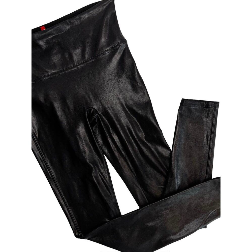 SPANX LEGGINGS MOTO IRIDESCENT SHEEN BLACK SMALL S